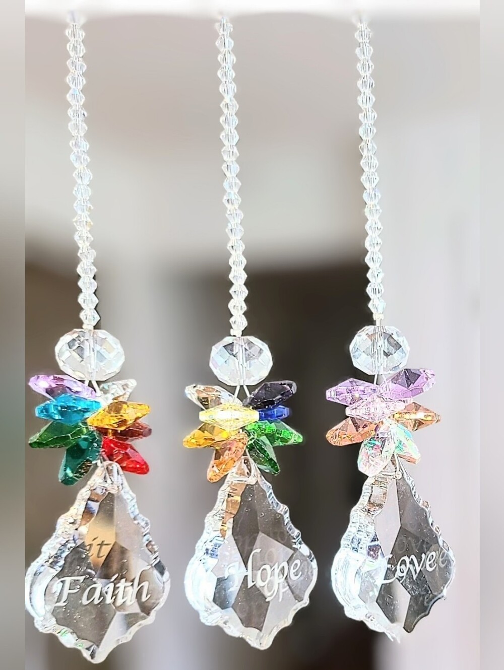 Christian Crystals Rainbow Suncatchers Prism Religon love hope faith Christ